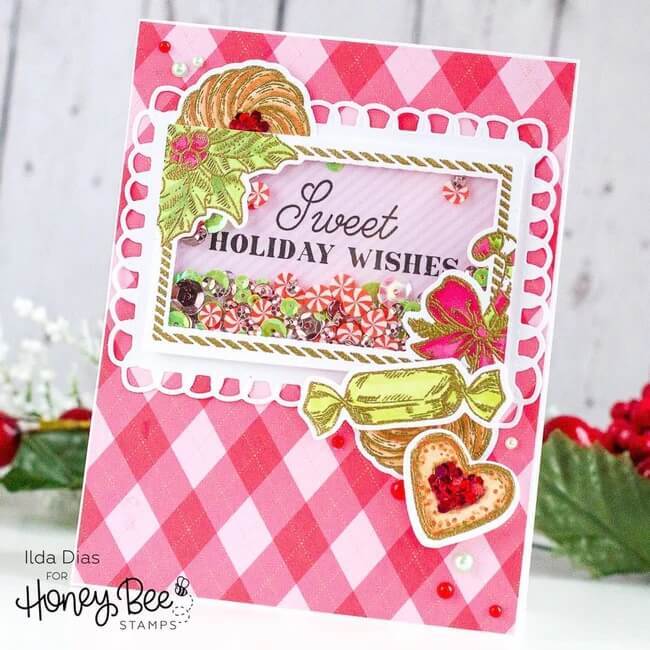 Honey Bee Clear Stamps 6x6 - Holiday Treats Vintage Gift Card Box Add-On HBST-517