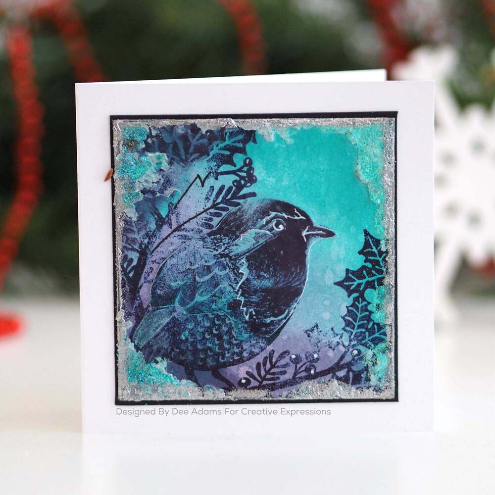 Woodware Clear Stamp Singles Lino Cut - Robin and Holly (4in x 6in)