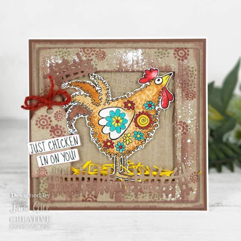 Woodware Clear Stamps 4"X6" - Singles Fuzzie Friends - Clara The Chicken