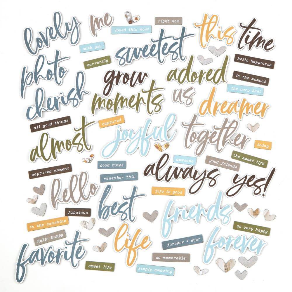 49 And Market Chipboard Set - Words, Krafty Garden