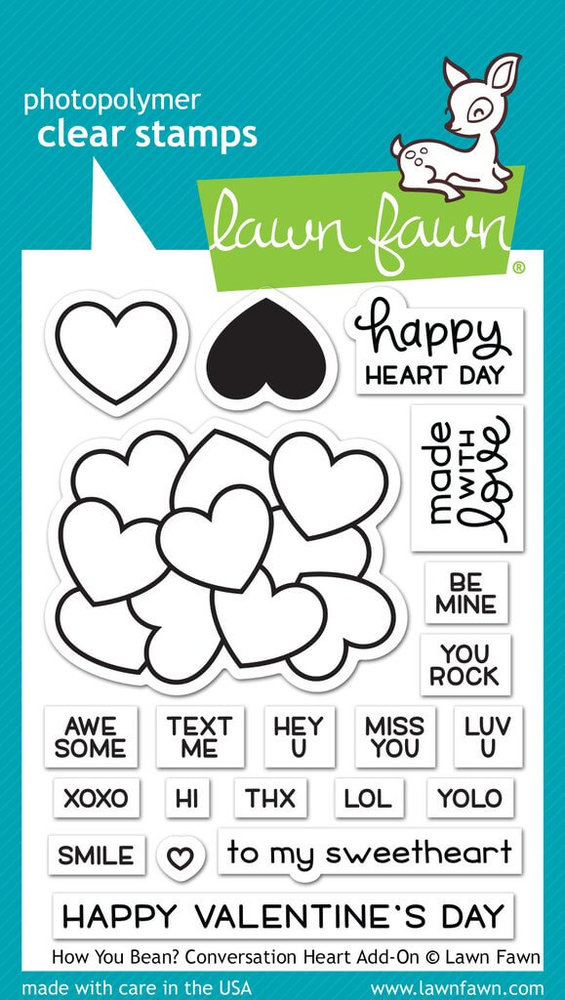 Lawn Fawn - Clear Stamps - How You Bean? Conversation Heart Add-On LF1553