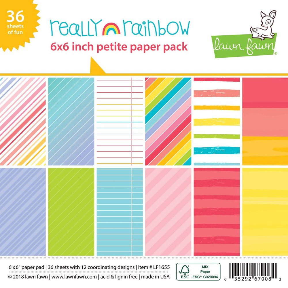 Lawn Fawn Petite Paper Pack 6 x 6 - Really Rainbow LF1655