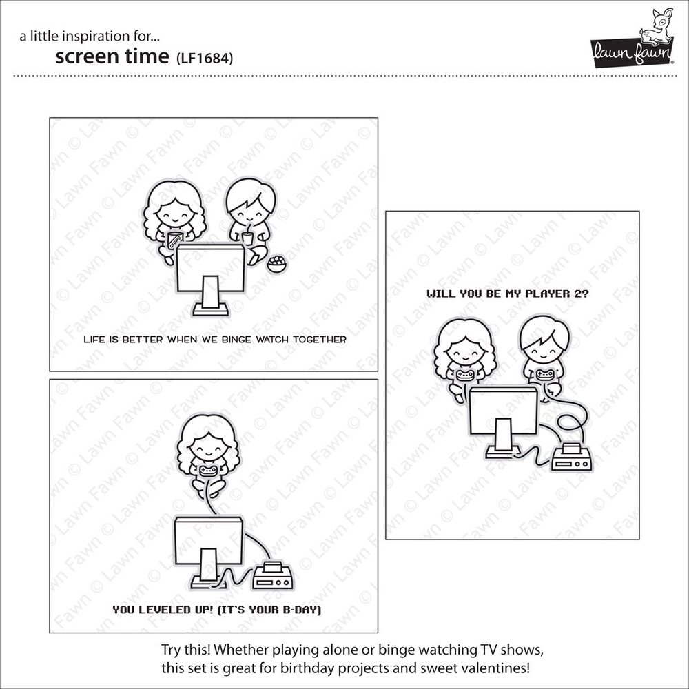 Lawn Fawn - Clear Stamps - Screen Time