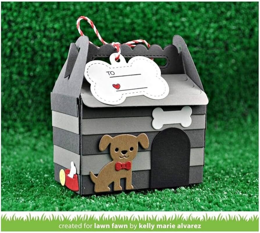 Lawn Fawn - Lawn Cuts Dies - Scalloped Treat Box Dog House Add-On LF1704