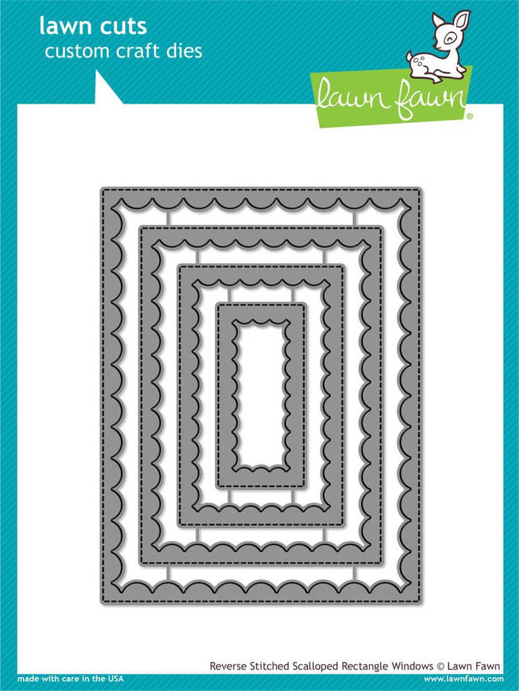 Lawn Fawn - Lawn Cuts Dies - Reverse Stitched Scalloped Rectangle Windows LF1800