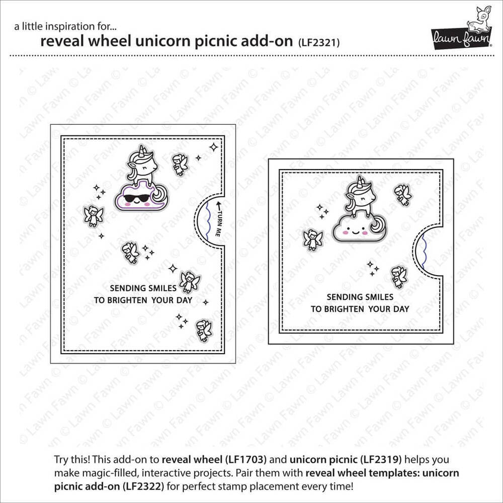 Lawn Fawn - Lawn Cuts Dies - Reveal Wheel Unicorn Picnic Add-On LF2321