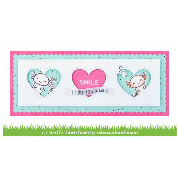 Lawn Fawn - Lawn Cuts Dies - Scalloped Slimline With Hearts: Landscape LF2476