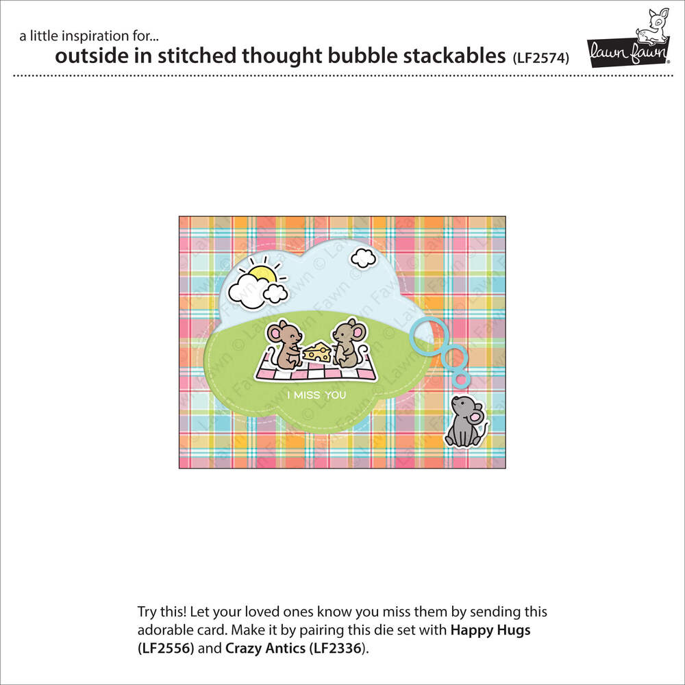 Lawn Fawn - Lawn Cuts Dies - Outside In Stitched Thought Bubble Stackables LF2574