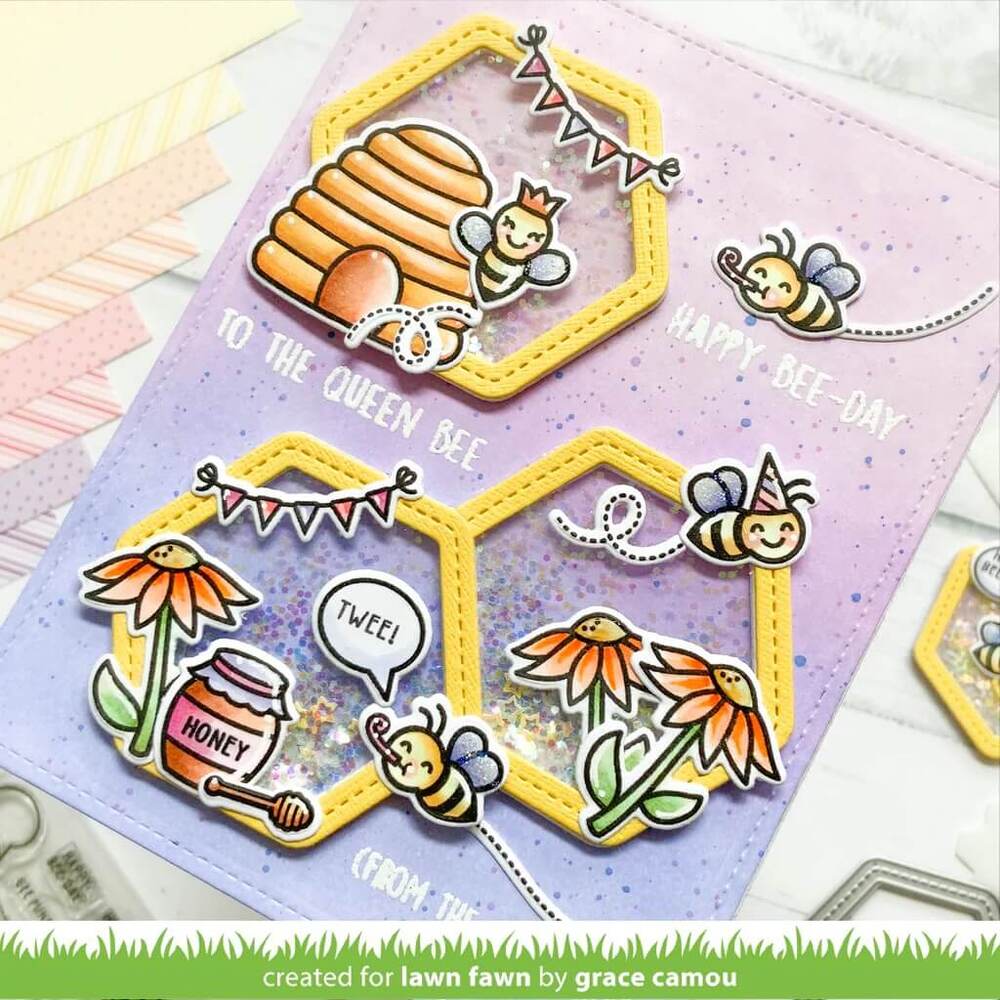 Lawn Fawn - Lawn Cuts Dies - Honeycomb Shaker Gift Tag LF2926