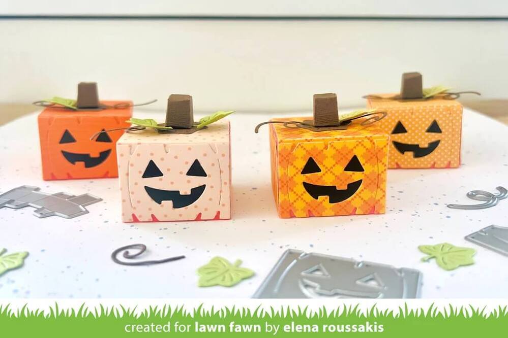 Lawn Fawn - Lawn Cuts Dies - Tiny Gift Box Jack-O'-Lantern Add-On LF2968