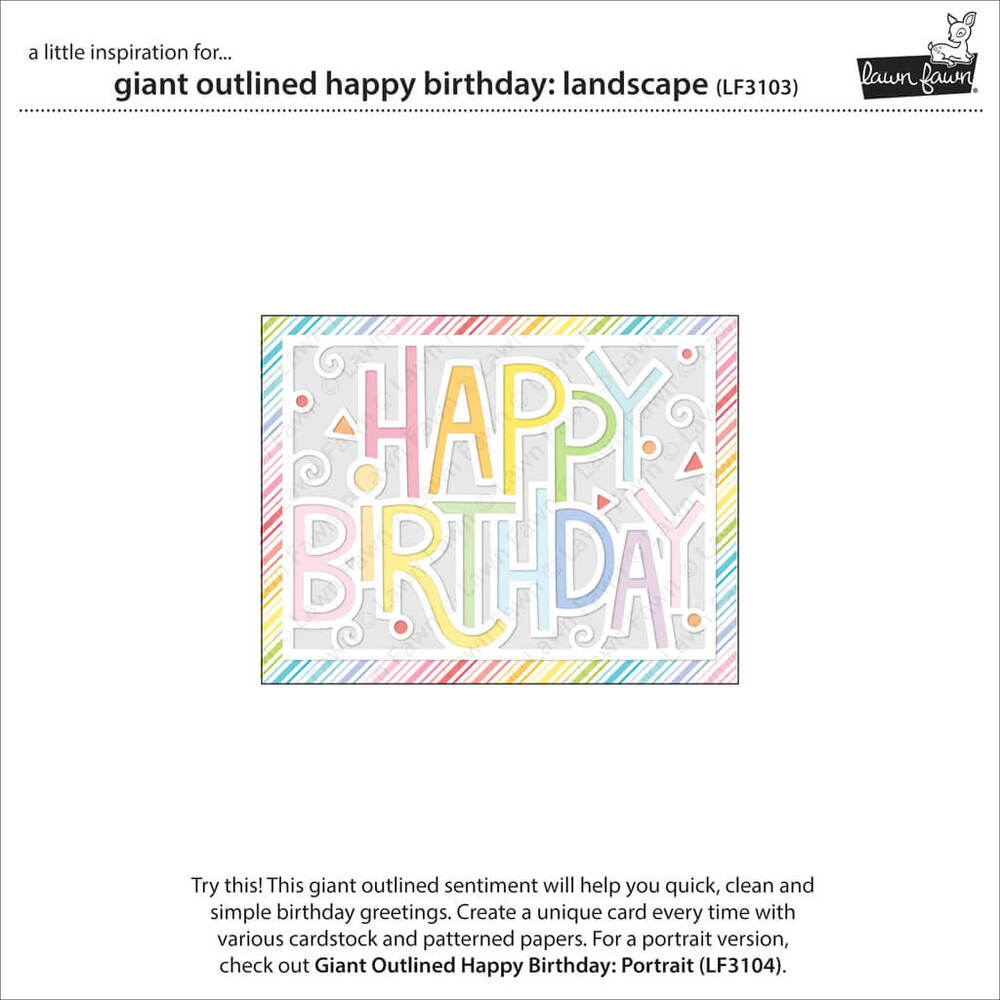 Lawn Fawn - Lawn Cuts Dies - Giant Outlined Happy Birthday: Landscape LF3103