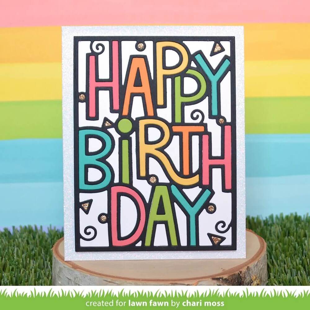 Lawn Fawn - Lawn Cuts Dies - Giant Outlined Happy Birthday: Portrait LF3104