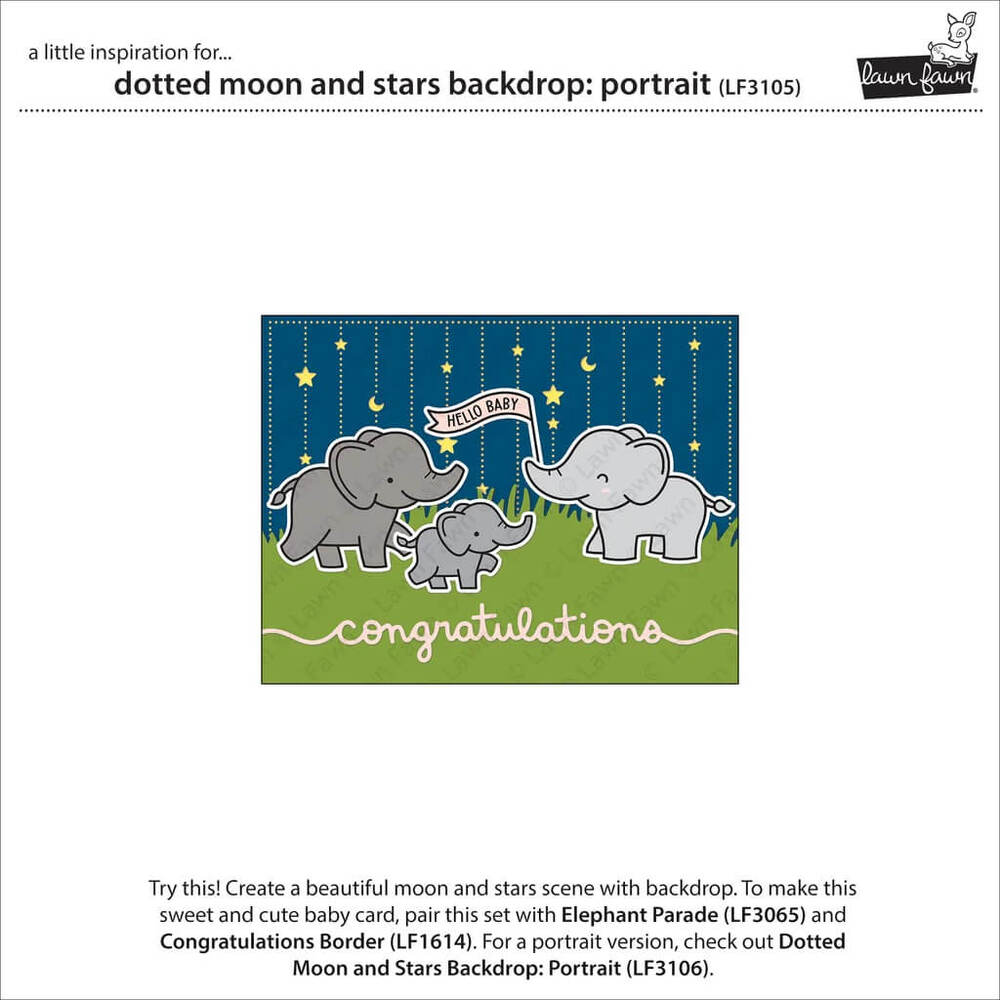Lawn Fawn - Lawn Cuts Dies - Dotted Moon and Stars Backdrop: Landscape LF3105