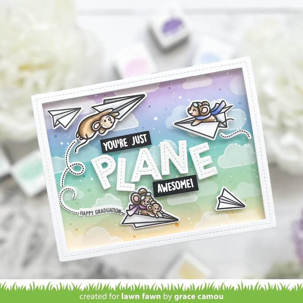 Lawn Fawn - Lawn Cuts Dies - Just Plane Awesome Sentiment Trails LF3133