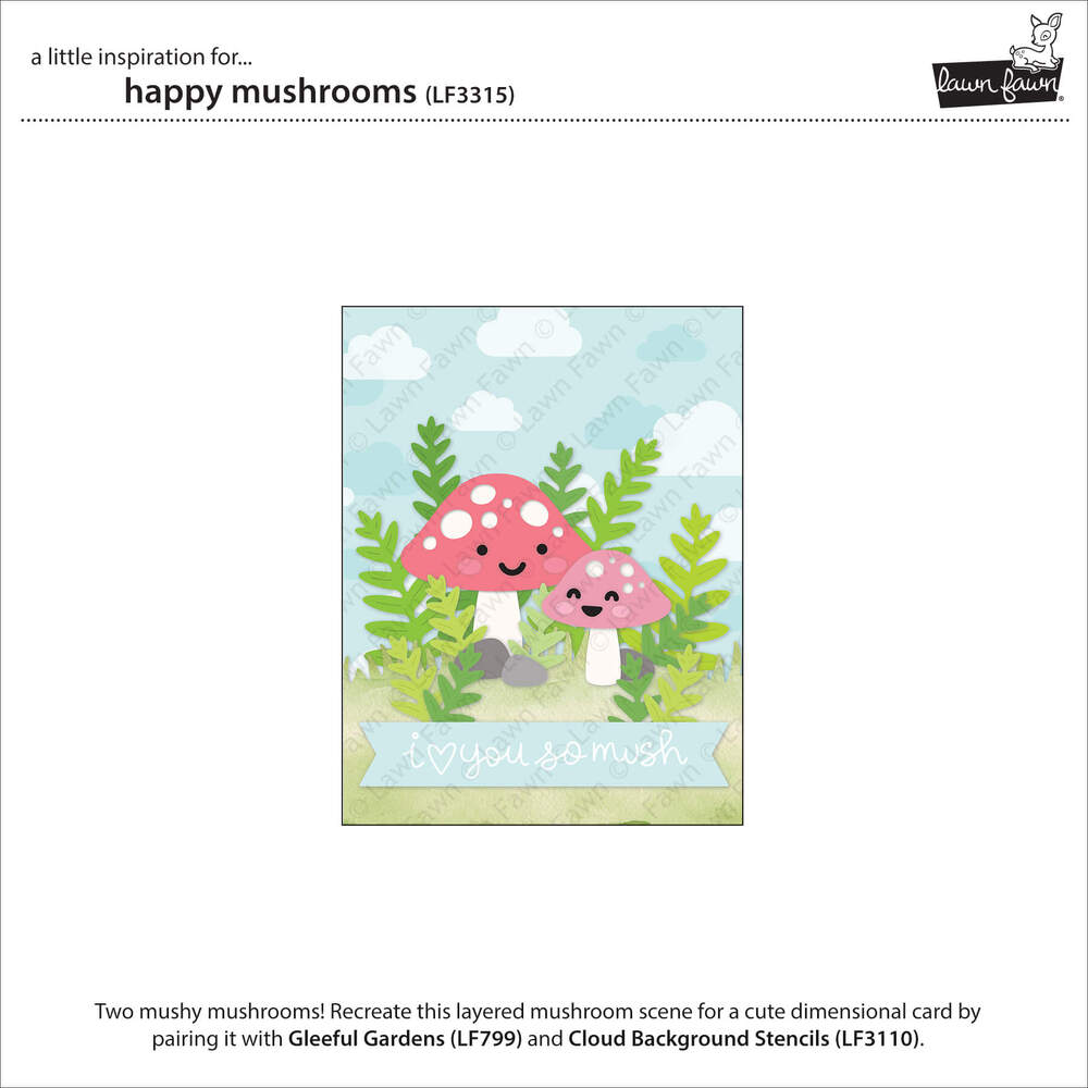 Lawn Fawn Dies - Happy mushrooms LF3315