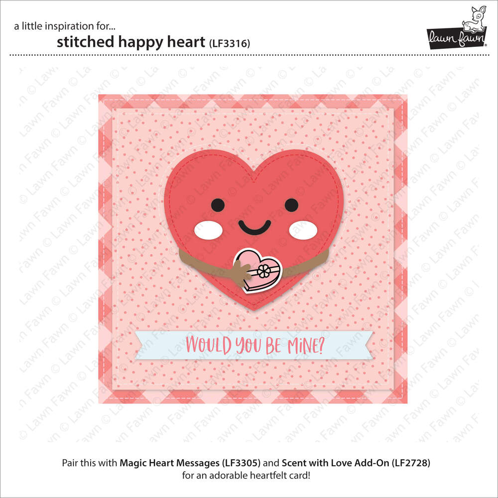 Lawn Fawn Dies - Stitched happy heart LF3316