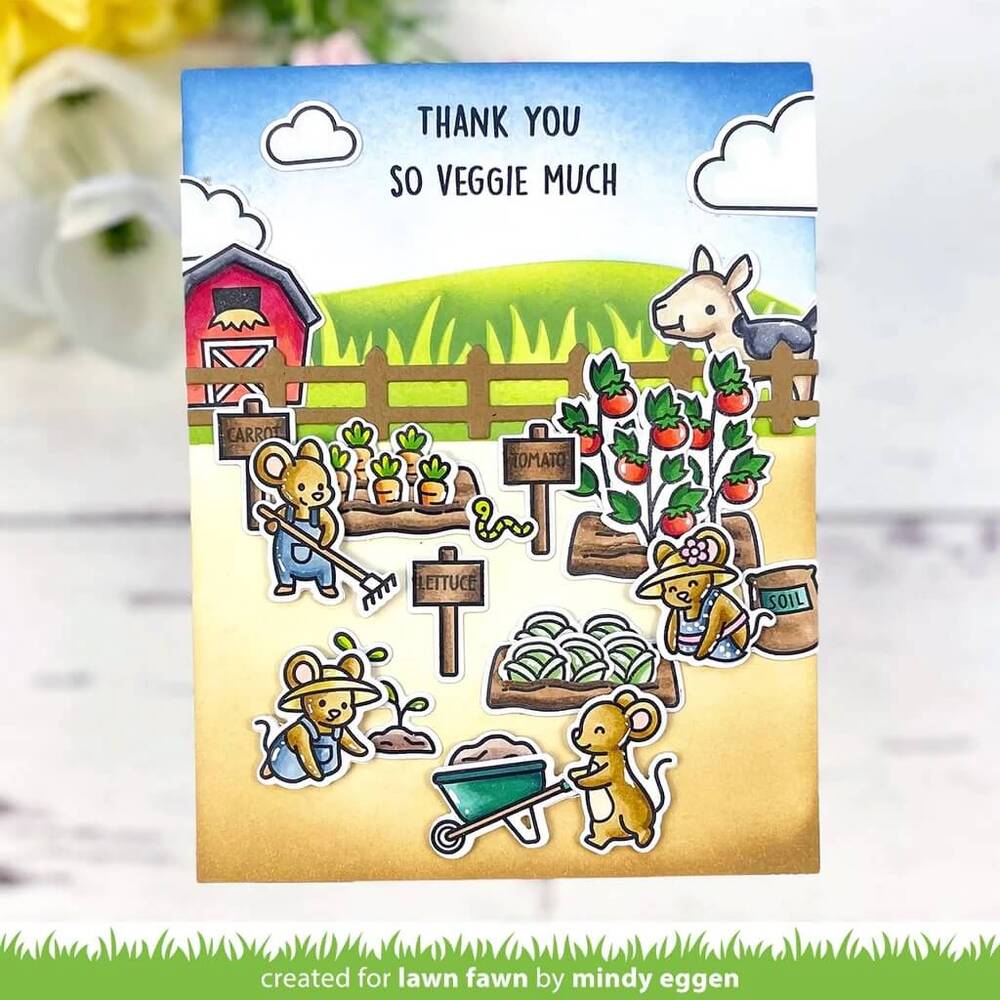 Lawn Fawn - Clear Stamps - Veggie Happy LF3340