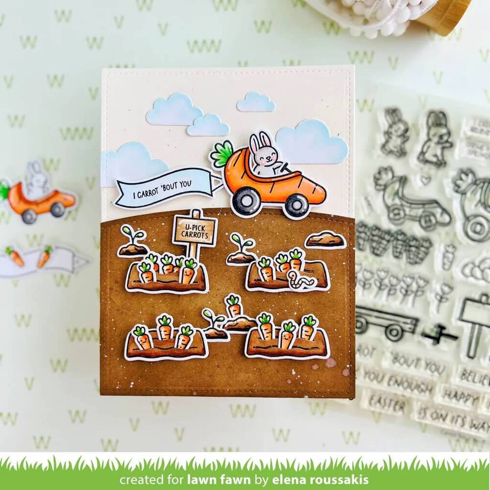 Lawn Fawn - Clear Stamps - Carrot 'bout You Banner Add-On LF3351
