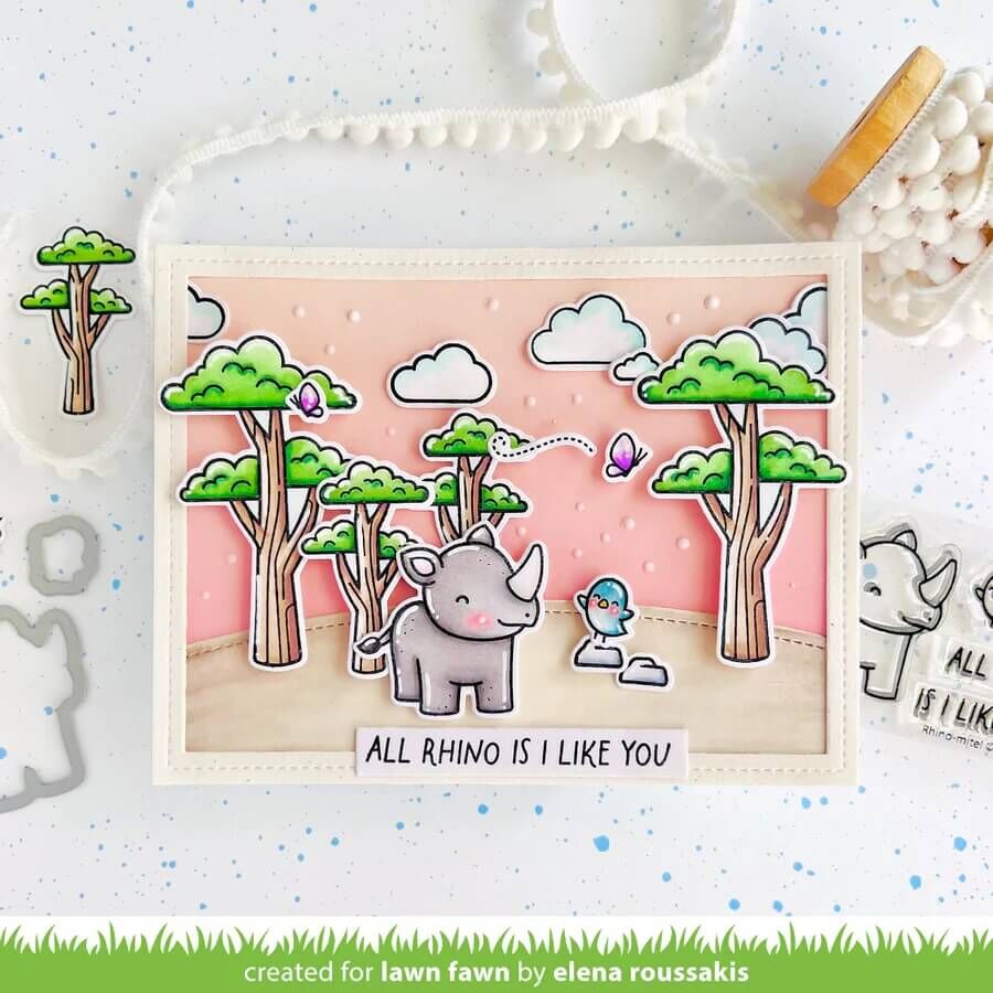Lawn Fawn Coloring Stencils - Rhino-mite! LF3595