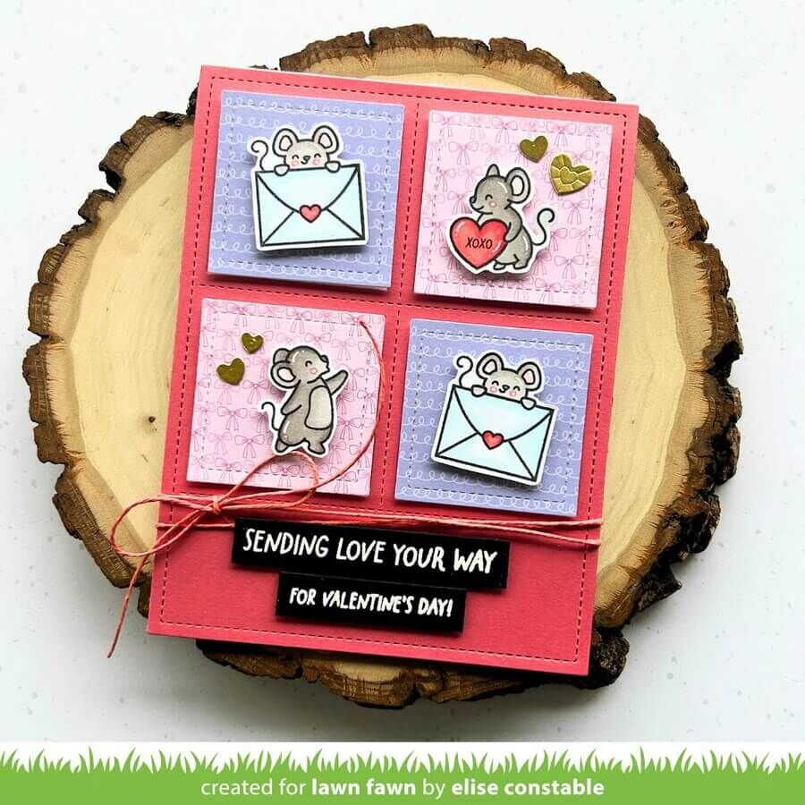 Lawn Fawn - Clear Stamps - Valentine Mice LF3608