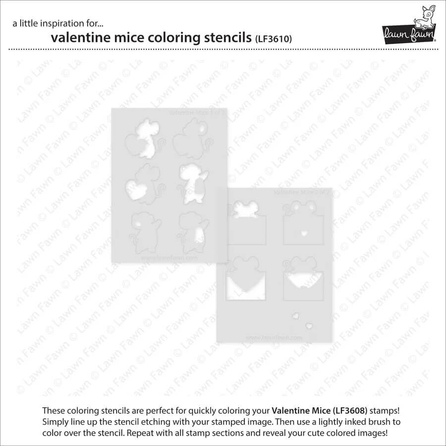 Lawn Fawn Coloring Stencils - Valentine Mice LF3610