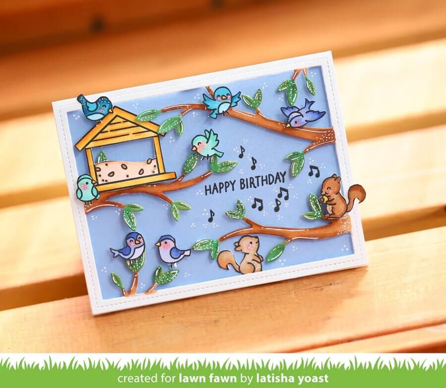 Lawn Fawn Coloring Stencils - Backyard Bird Feeder LF3709
