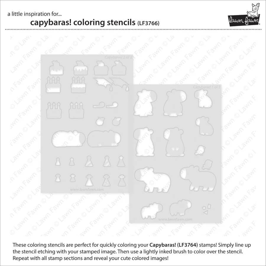 Lawn Fawn Coloring Stencils - Capybaras! LF3766