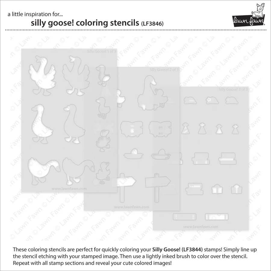 Lawn Fawn Coloring Stencils - Silly Goose! LF3846