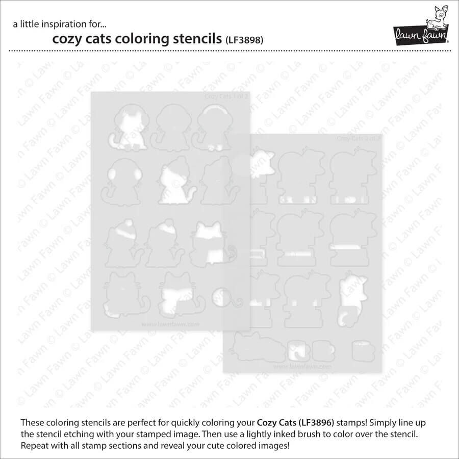 Lawn Fawn Coloring Stencils - Cozy Cats LF3898