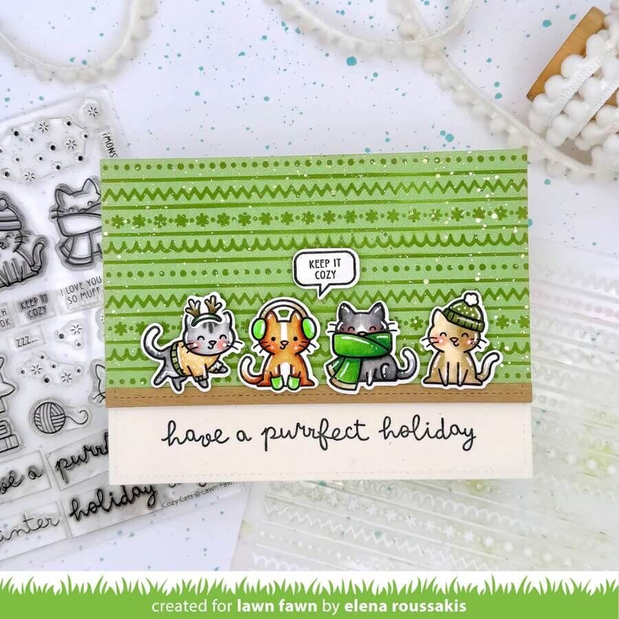 Lawn Fawn Dies - Cozy Cats Christmas Add-On LF3900