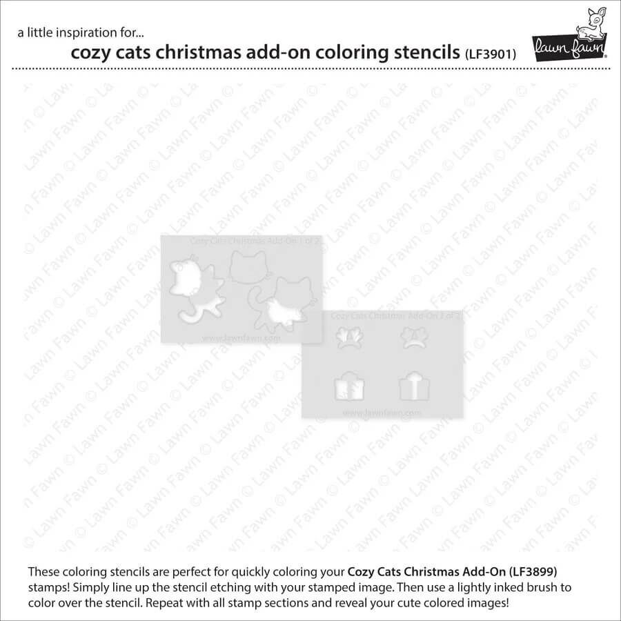 Lawn Fawn Coloring Stencils - Cozy Cats Christmas Add-On LF3901