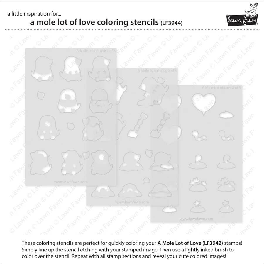 Lawn Fawn Coloring Stencils -  A Mole Lot of Love LF3944