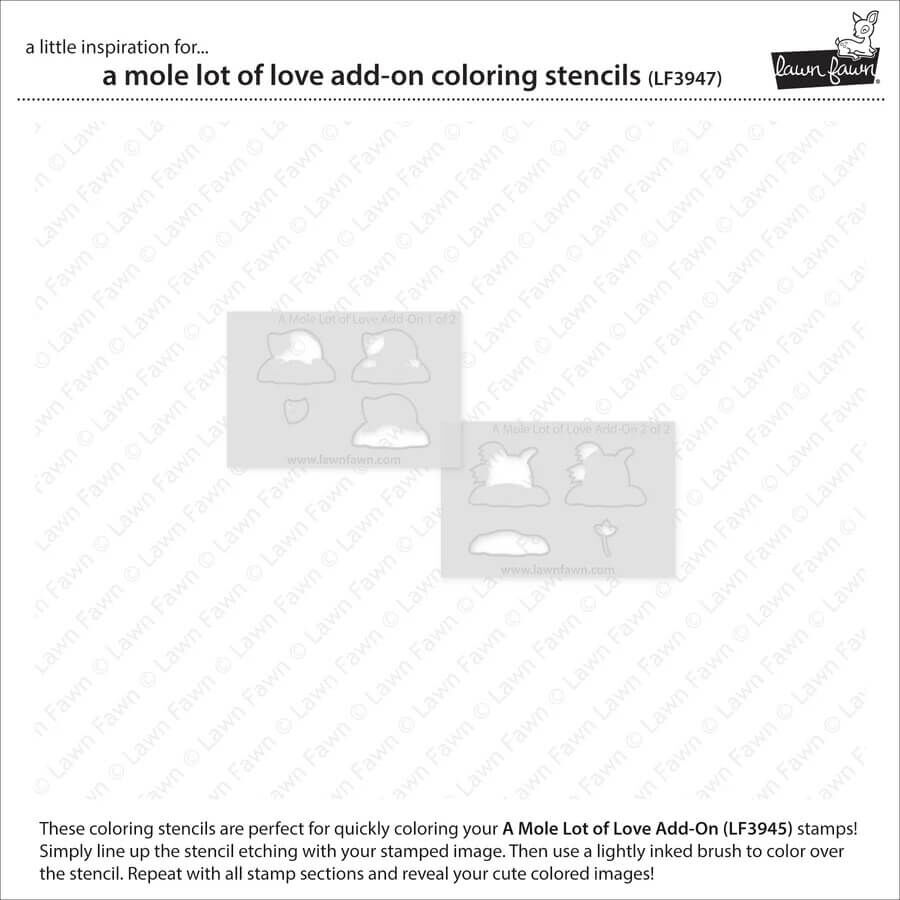 Lawn Fawn Coloring Stencils - A Mole Lot of Love Add-On LF3947