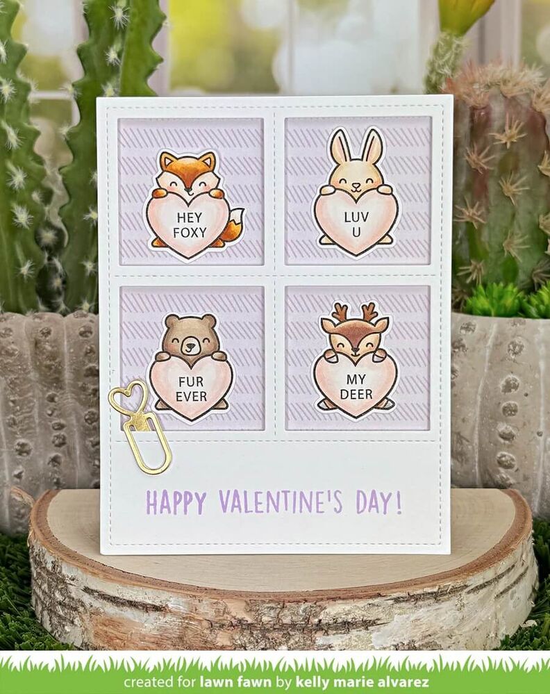 Lawn Fawn - Clear Stamps - Critter Conversation Hearts LF3948