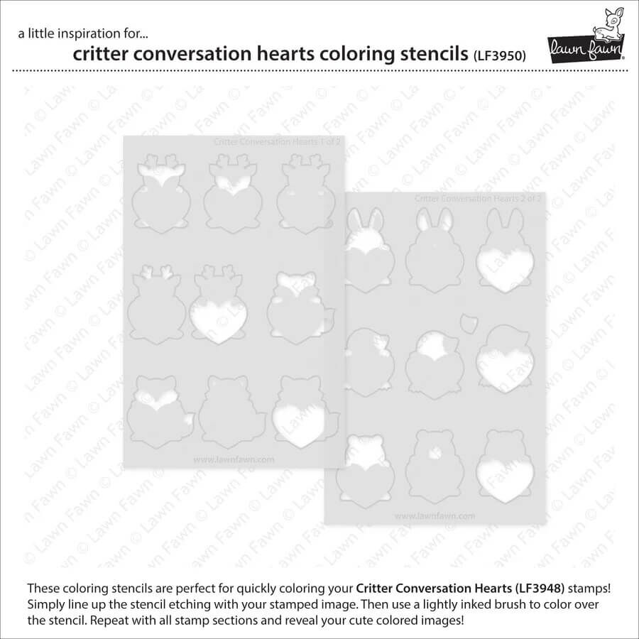 Lawn Fawn Coloring Stencils - Critter Conversation Hearts LF3950