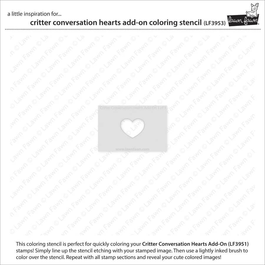 Lawn Fawn Coloring Stencils - Critter Conversation Hearts Add-On LF3953