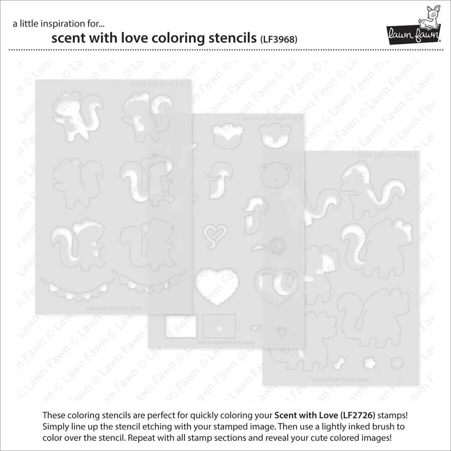 Lawn Fawn Coloring Stencils - Scent with Love LF3968