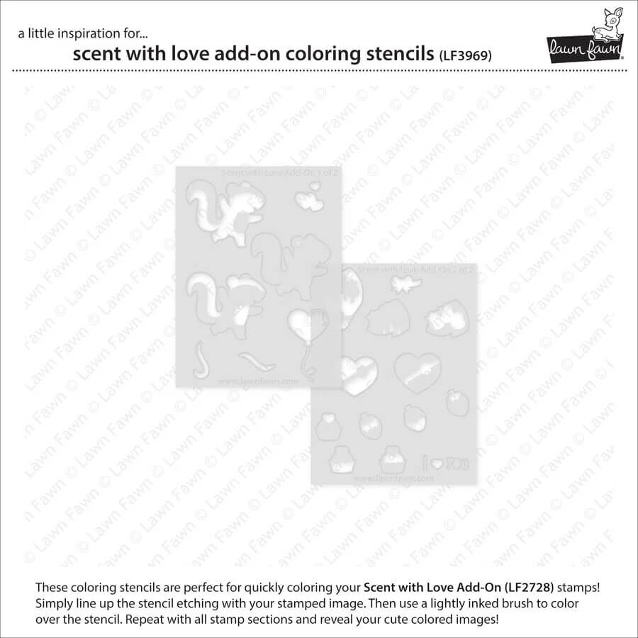 Lawn Fawn Coloring Stencils - Scent with Love Add-On LF3969
