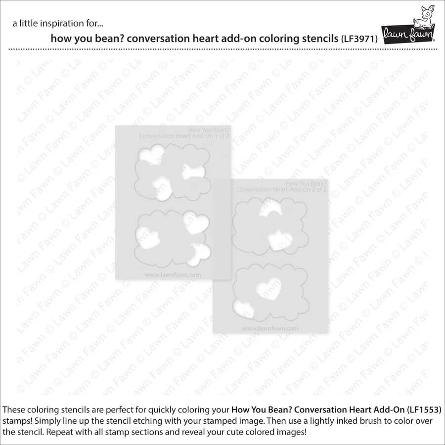 Lawn Fawn Coloring Stencils - How You Bean? Conversation Heart Add-On LF3971