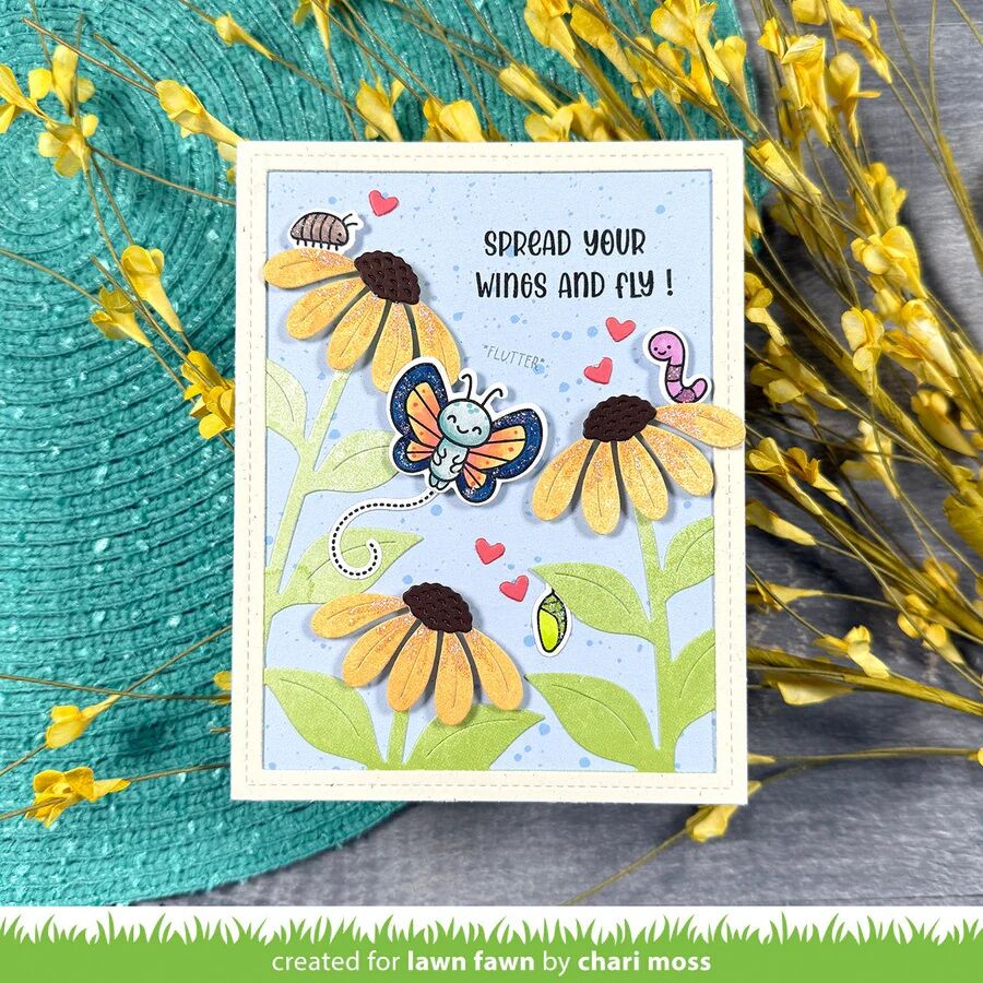 Lawn Fawn - Clear Stamps - Henry's Build-A-Sentiment: Butterfly LF4027