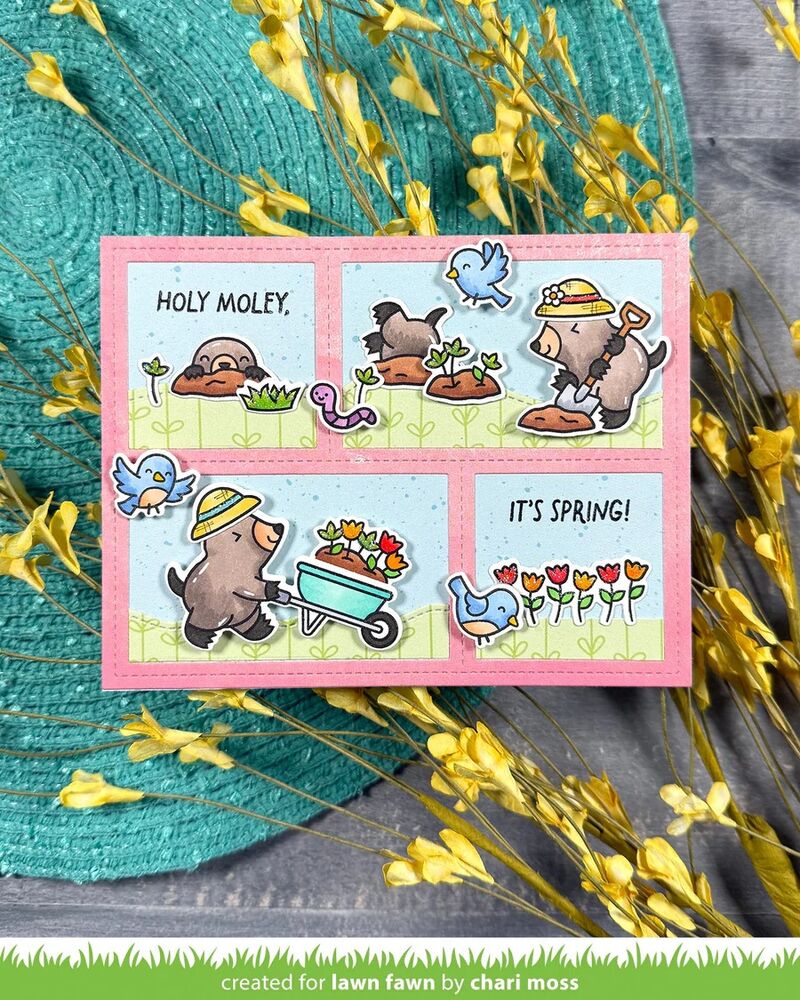 Lawn Fawn - Clear Stamps - A Mole Lot of Flowers LF4031