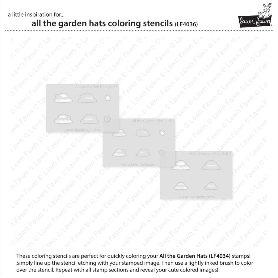 Lawn Fawn Coloring Stencils - All the Garden Hats LF4036