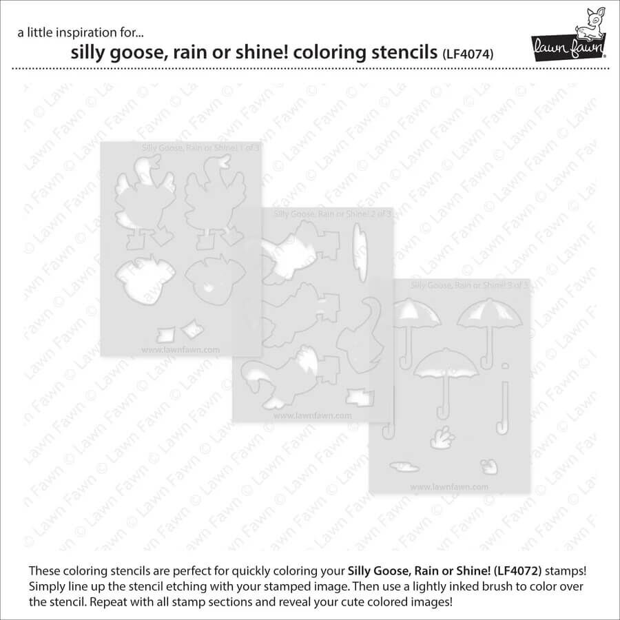 Lawn Fawn Coloring Stencils - Silly Goose, Rain or Shine! LF4074