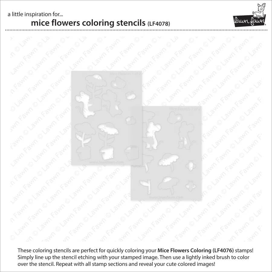 Lawn Fawn Coloring Stencils - Mice Flowers LF4078