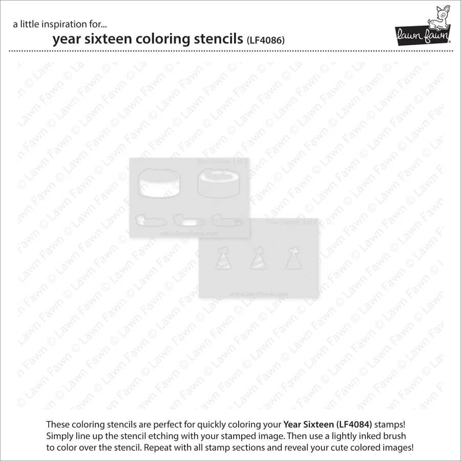 Lawn Fawn Coloring Stencils - Year Sixteen LF4086