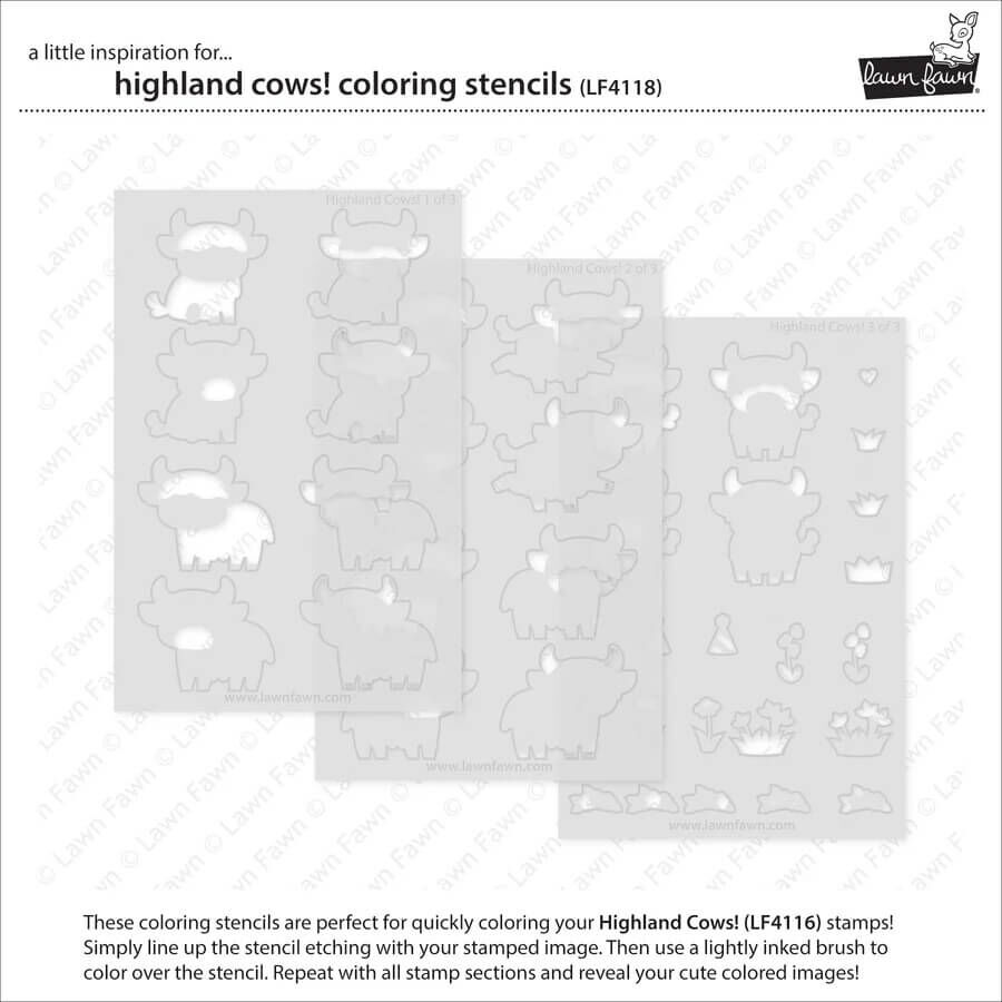 Lawn Fawn Coloring Stencils - Highland Cows! LF4118