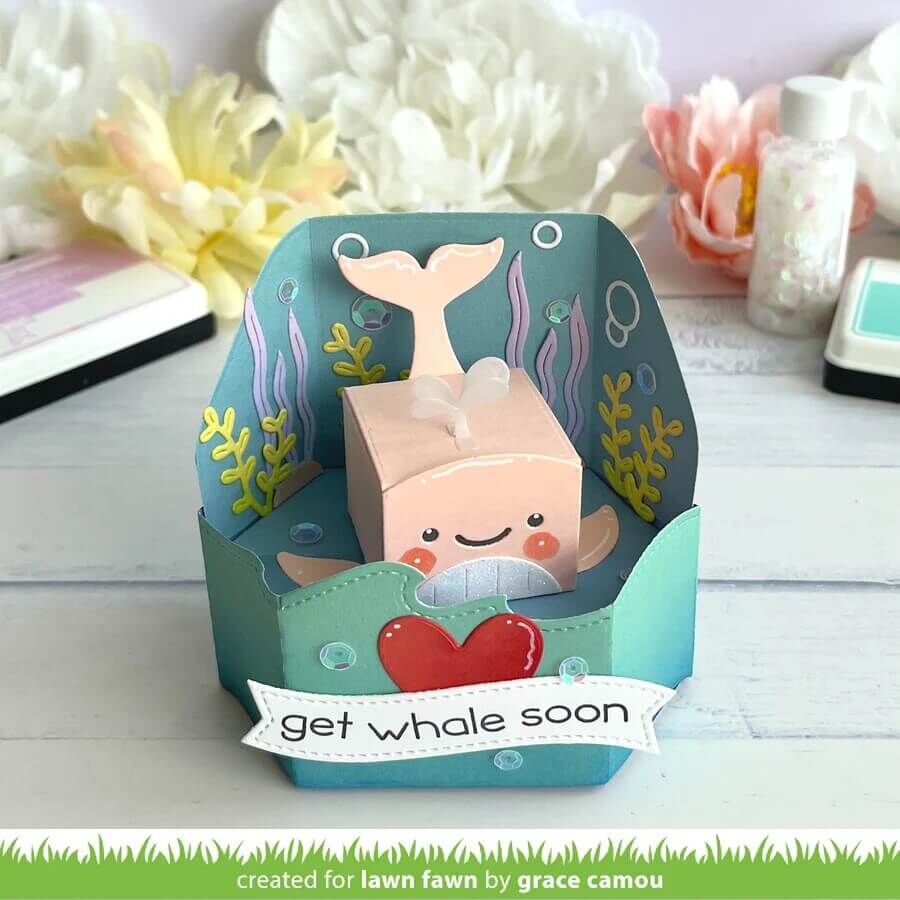 Lawn Fawn Dies - Tiny Gift Box Whale and Dolphin Add-On LF4137