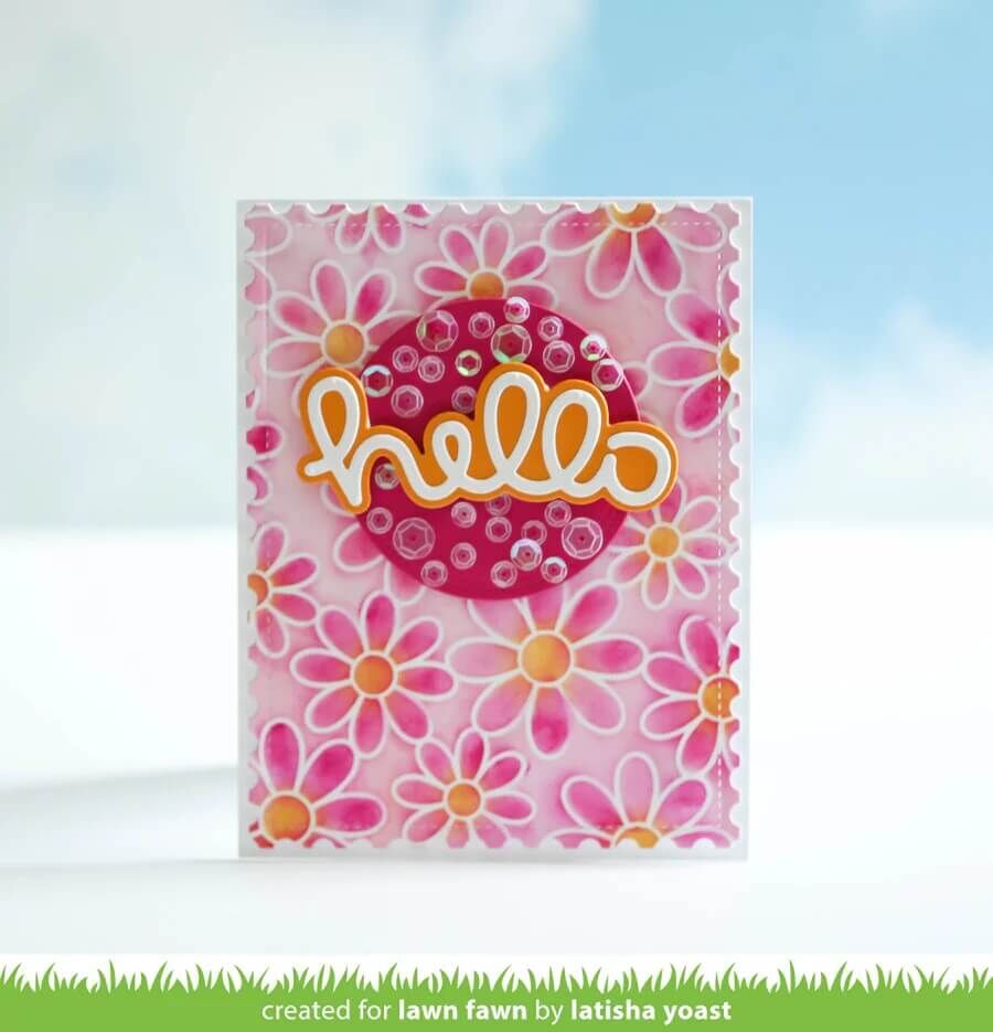 Lawn Fawn Coloring Stencils - Daisy Bloom Outline Background LF4147