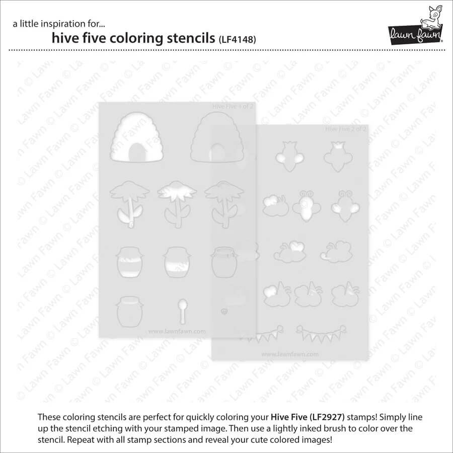 Lawn Fawn Coloring Stencils - Hive Five LF4148