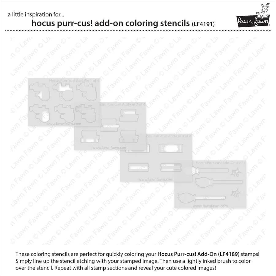 Lawn Fawn Coloring Stencils - Hocus Purr-cus! Add-On LF4191